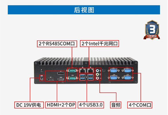 三亿无风扇嵌入式工控机端口.png